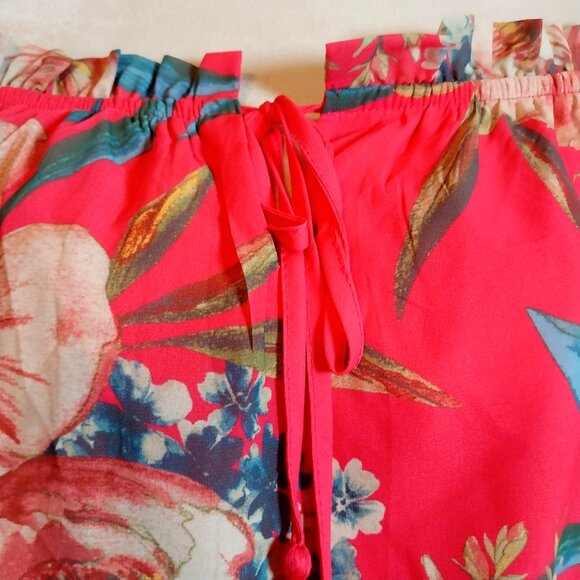 JEALOUS TOMATO FUCHSIA LONG SLEEVE OFF SHOULDER FLORAL PRINT SIZE L MAXI DRESS - Picture 7 of 14